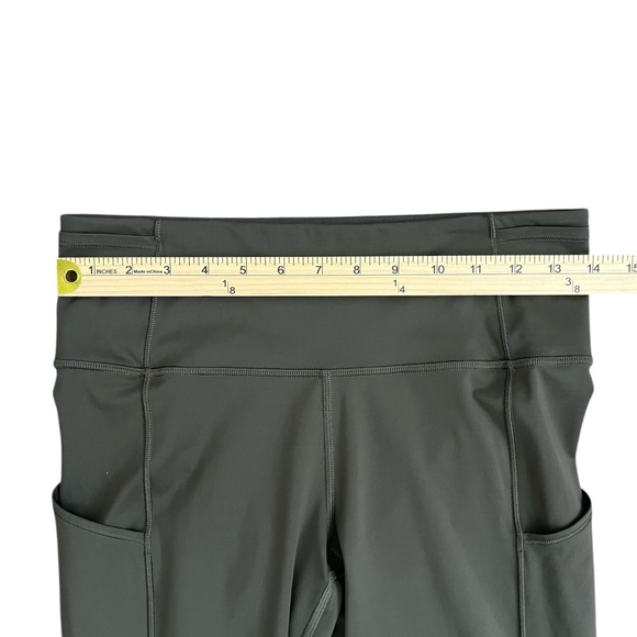 Lululemon Fast & Free Green Crop ll Nulux 19” Leggings Running Workout Sz 8 - Picture 9 of 12